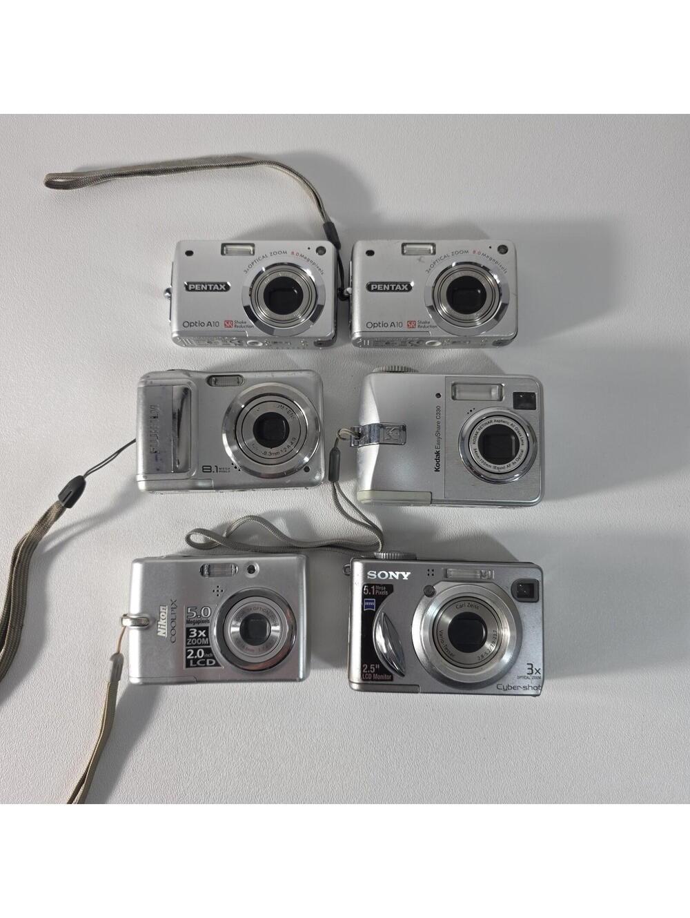 Lot of 6 Kodak EasyShare C330,Fujifilm , Nikon, Sony, Pentax x2 - Parts/Repair